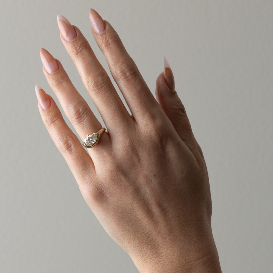 1.50- 3.50 CT Pear Lab Grown Diamond Solitaire Engagement Ring