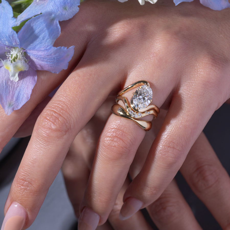 1.50- 3.50 CT Oval Lab Grown Diamond Unique Engagement Ring