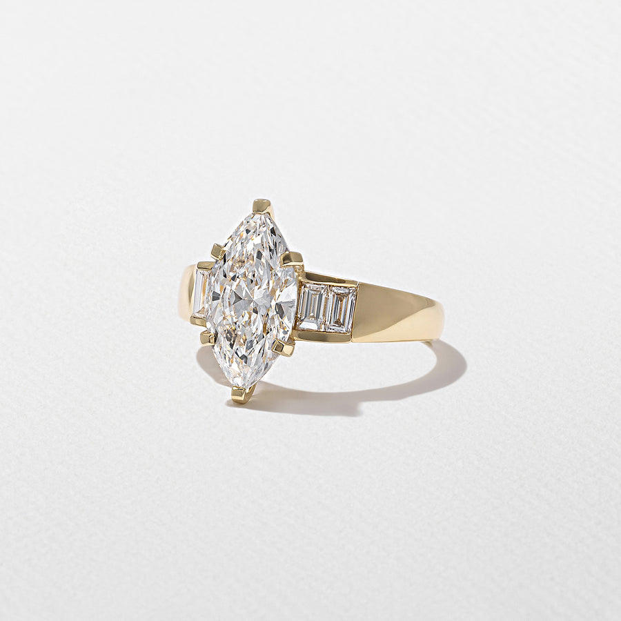 2.0- 4.0 CT Marquise Lab Grown Diamond Five Stone Engagement Ring