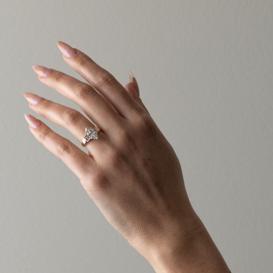 2.0- 4.0 CT Marquise Lab Grown Diamond Five Stone Engagement Ring