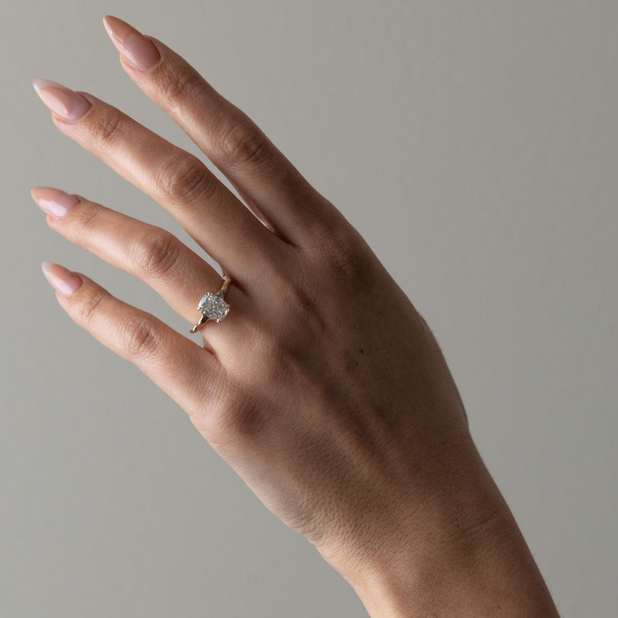 1.0-  3.0 CT Cushion Lab Grown Diamond Solitaire Engagement Ring