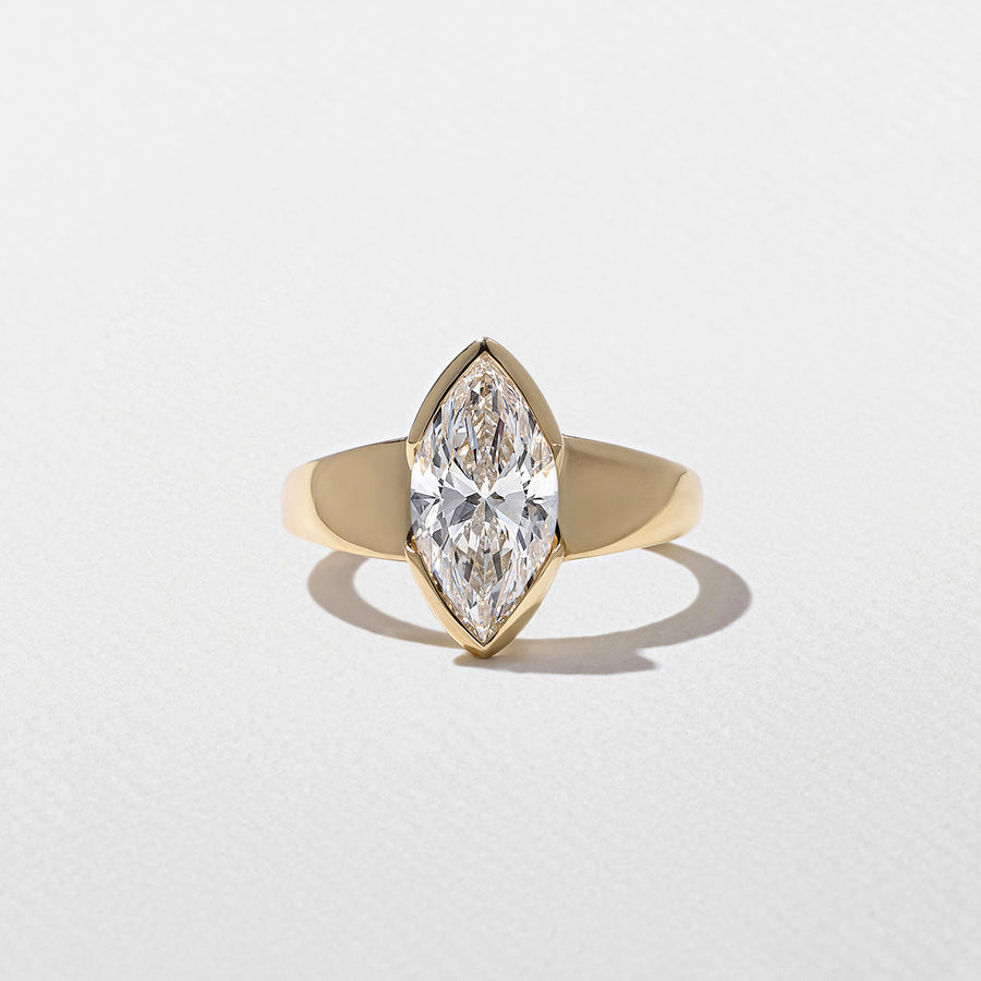 1.50- 3.50 CT Marquise Lab Grown Diamond Bezel Engagement Ring