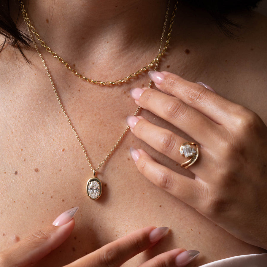 3.50 TCW Oval Moissanite Diamond Bezel Style Necklace