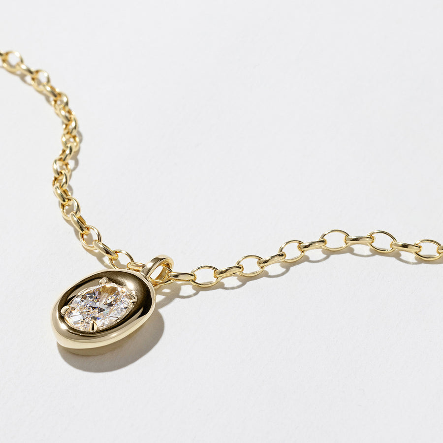 2.10 TCW Oval Moissanite Diamond Bezel Style Necklace