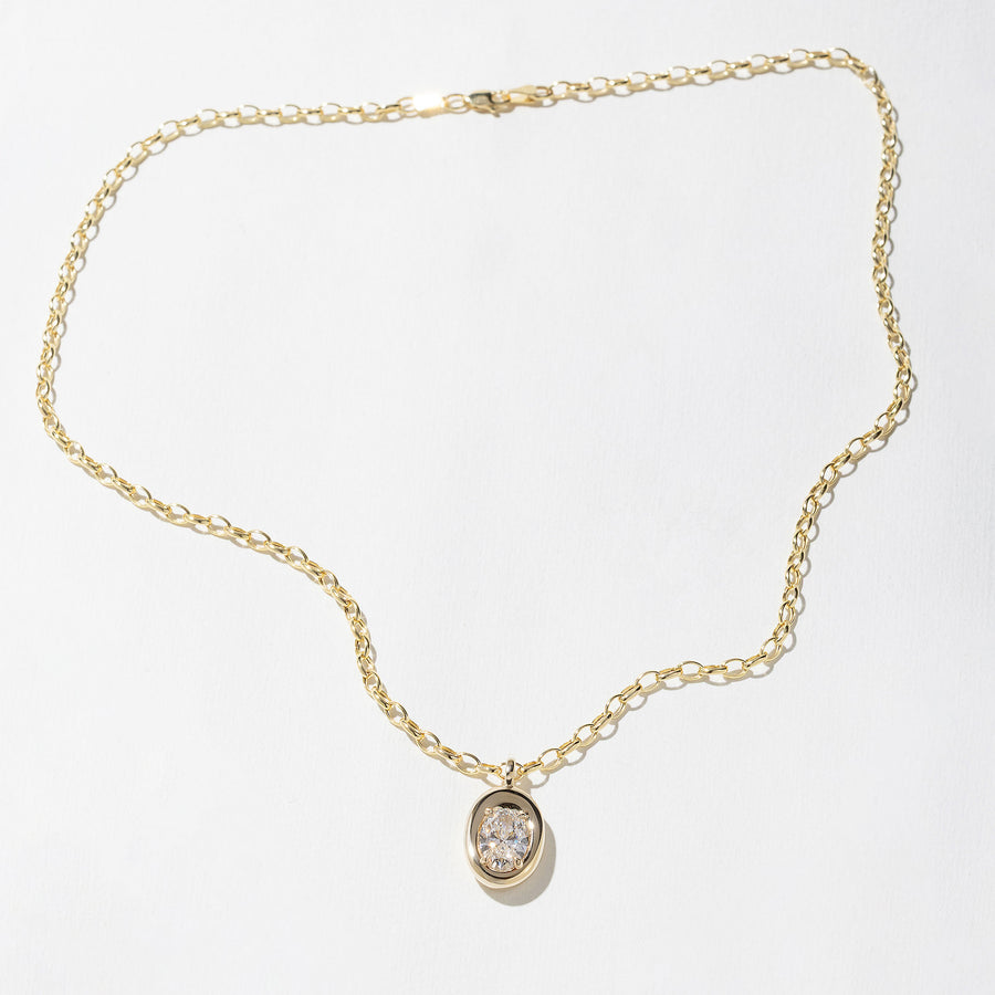 2.10 TCW Oval Moissanite Diamond Bezel Style Necklace