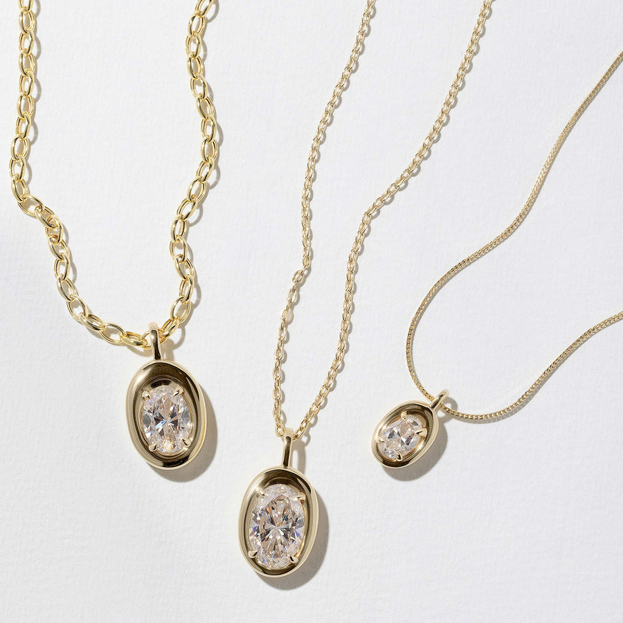 2.10 TCW Oval Moissanite Diamond Bezel Style Necklace