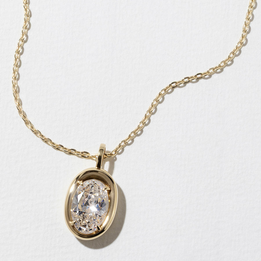 3.50 TCW Oval Moissanite Diamond Bezel Style Necklace