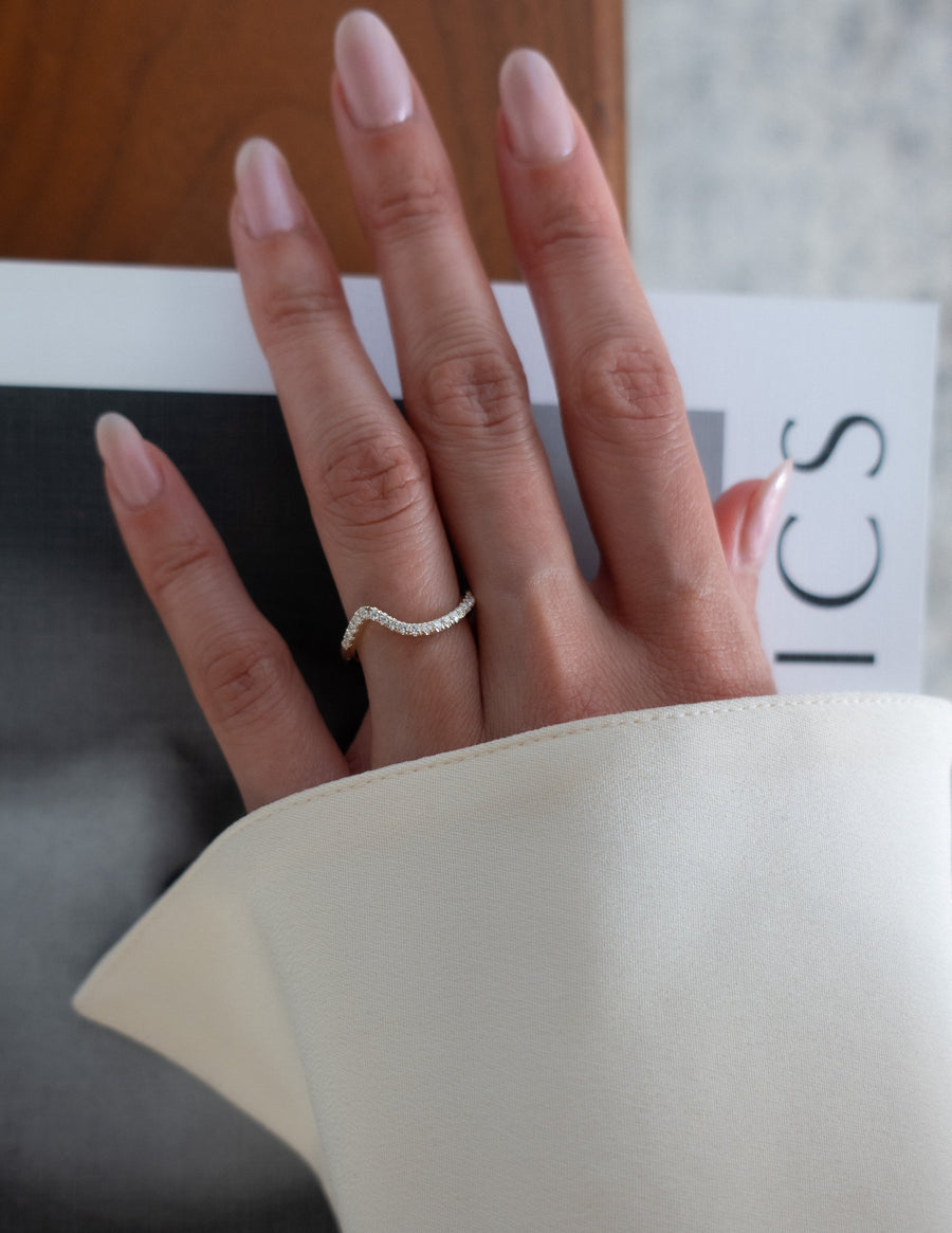 0.30 TCW Round Lab Grown Diamond Wave Eternity Wedding Band