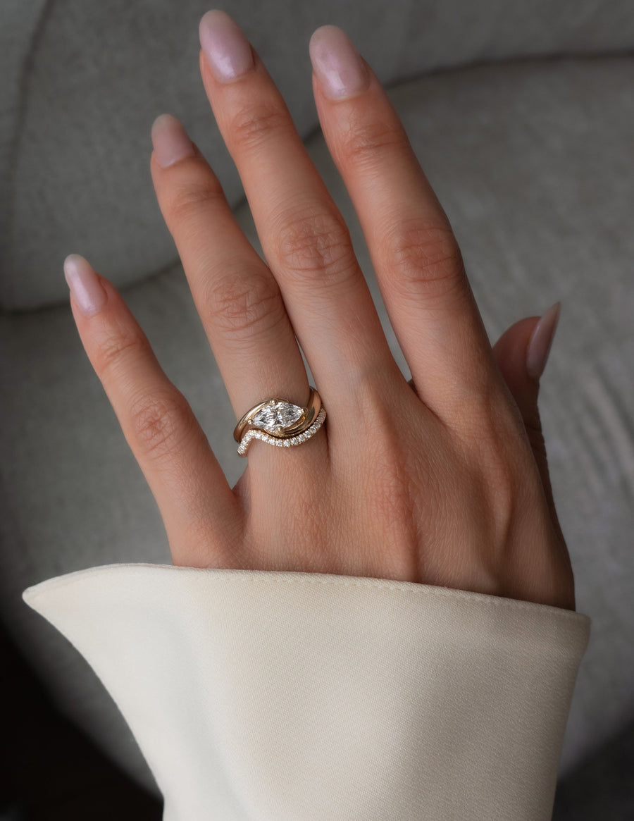 1.0 CT - 2.0 CT  Marquise Cut Lab Grown Diamond Solitaire Setting Bridal Set