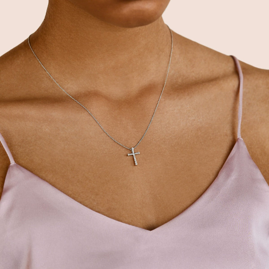0.17 CT Round Cut Cross Pendant Moissanite Diamond Necklace + 0.50 ct round - D VS1