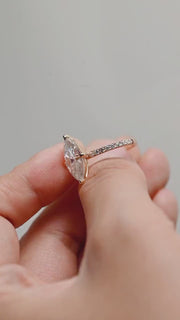 3.0 CT Marquise Cut Pave Moissanite Engagement Ring