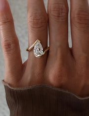 1.0 - 2.5 CT Pear Shaped Lab Grown Diamond Bypass Style Engagement Ring