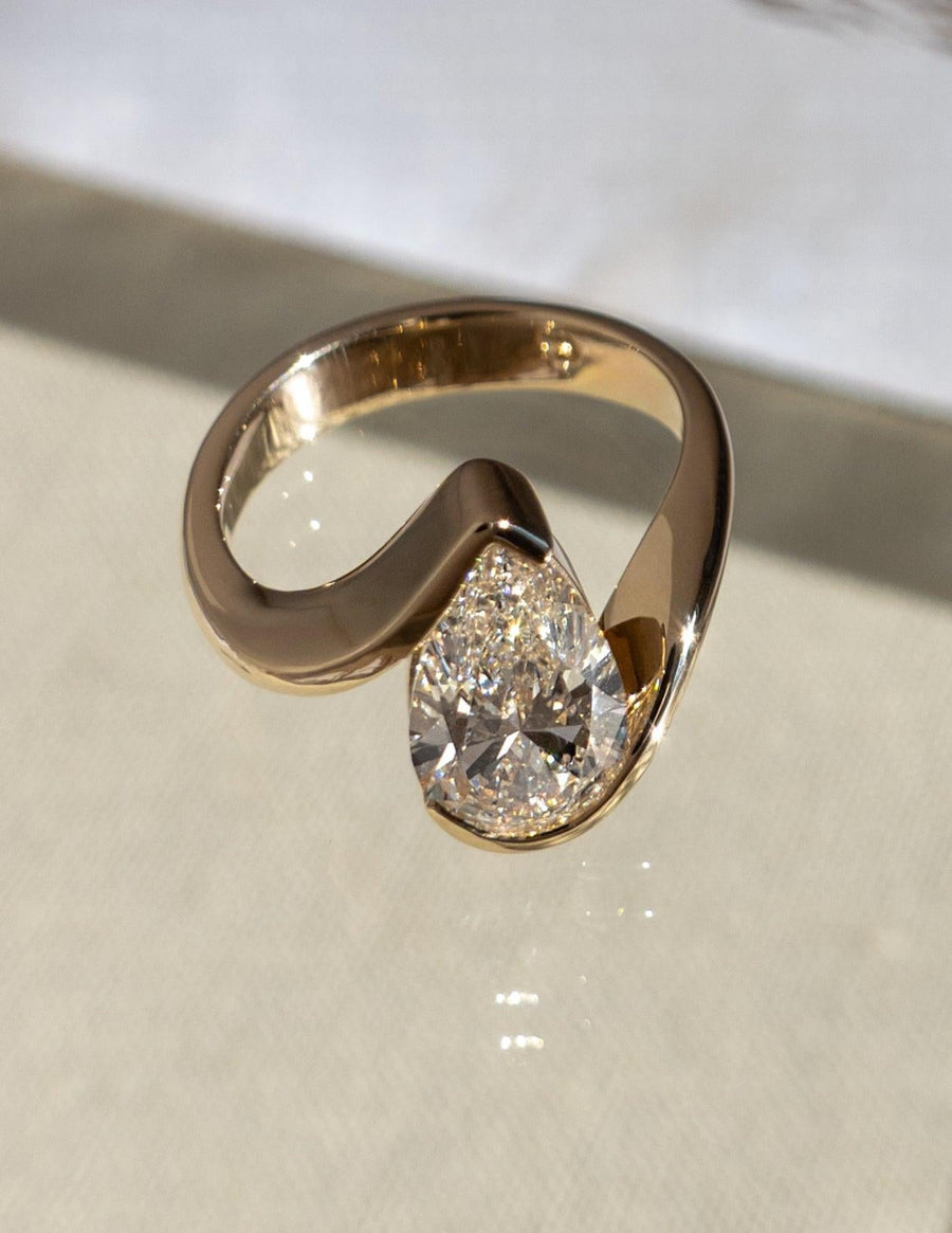 1.0 - 2.5 CT Pear Shaped Lab Grown Diamond Bypass Style Engagement Ring