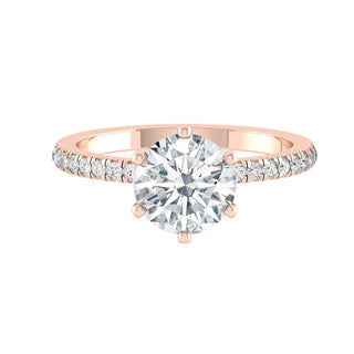 1.85 CT Round Cut Solitaire Pave Moissanite Engagement Ring - Barbara Maison 