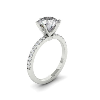 1.85 CT Round Cut Solitaire Pave Moissanite Engagement Ring - Barbara Maison 