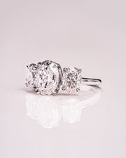 3.0 CT Oval Cut Three Stone Moissanite Engagement Ring - Barbara Maison 