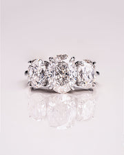 3.0 CT Oval Cut Three Stone Moissanite Engagement Ring - Barbara Maison 