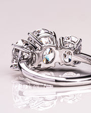 3.0 CT Oval Cut Three Stone Moissanite Engagement Ring - Barbara Maison 
