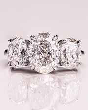3.0 CT Oval Cut Three Stone Moissanite Engagement Ring - Barbara Maison 