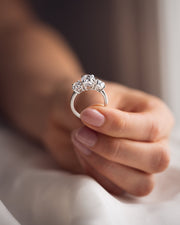 3.0 CT Oval Cut Three Stone Moissanite Engagement Ring - Barbara Maison 