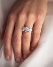 3.0 CT Oval Cut Three Stone Moissanite Engagement Ring - Barbara Maison 