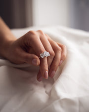 3.0 CT Oval Cut Three Stone Moissanite Engagement Ring - Barbara Maison 