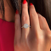 1.0 CT Round Cut Halo Style Moissanite Engagement Ring - Barbara Maison 