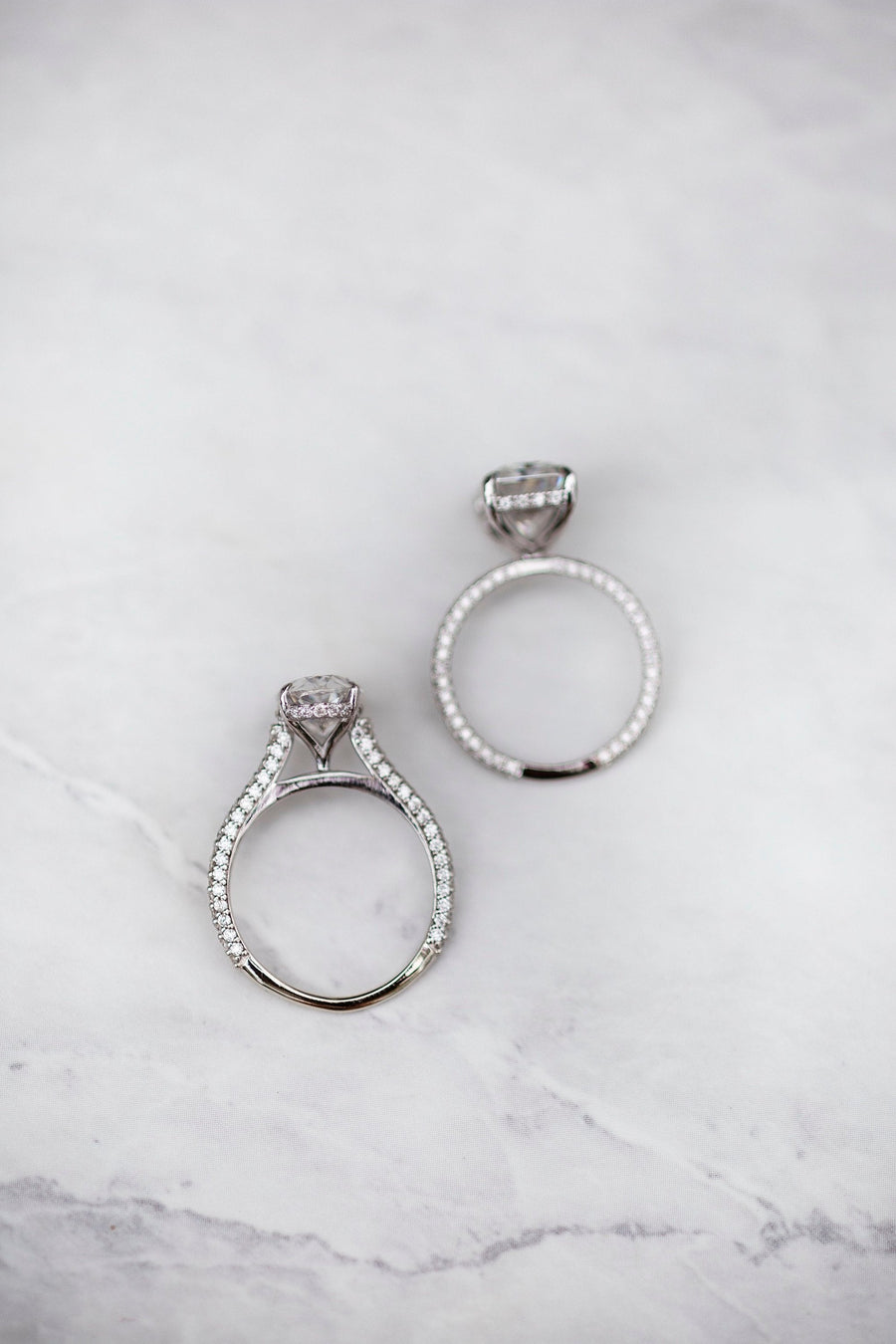 3.40 CT Oval Solitaire Hidden Halo & Pave Moissanite Engagement Ring - Barbara Maison 