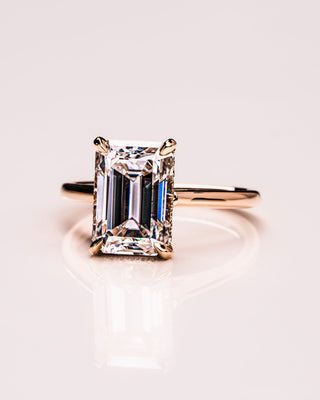 3.24 CT Emerald Cut Solitaire Hidden Halo Moissanite Engagement Ring - Barbara Maison 