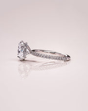 2.72 CT Oval Cut Solitaire Hidden Halo/Pave Setting Moissanite Engagement Ring - Barbara Maison 