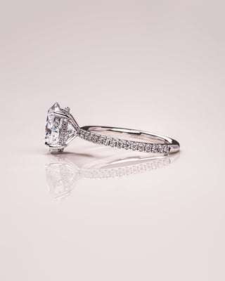 2.72 CT Oval Cut Solitaire Hidden Halo/Pave Setting Moissanite Engagement Ring - Barbara Maison 