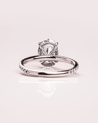 2.72 CT Oval Cut Solitaire Hidden Halo/Pave Setting Moissanite Engagement Ring - Barbara Maison 