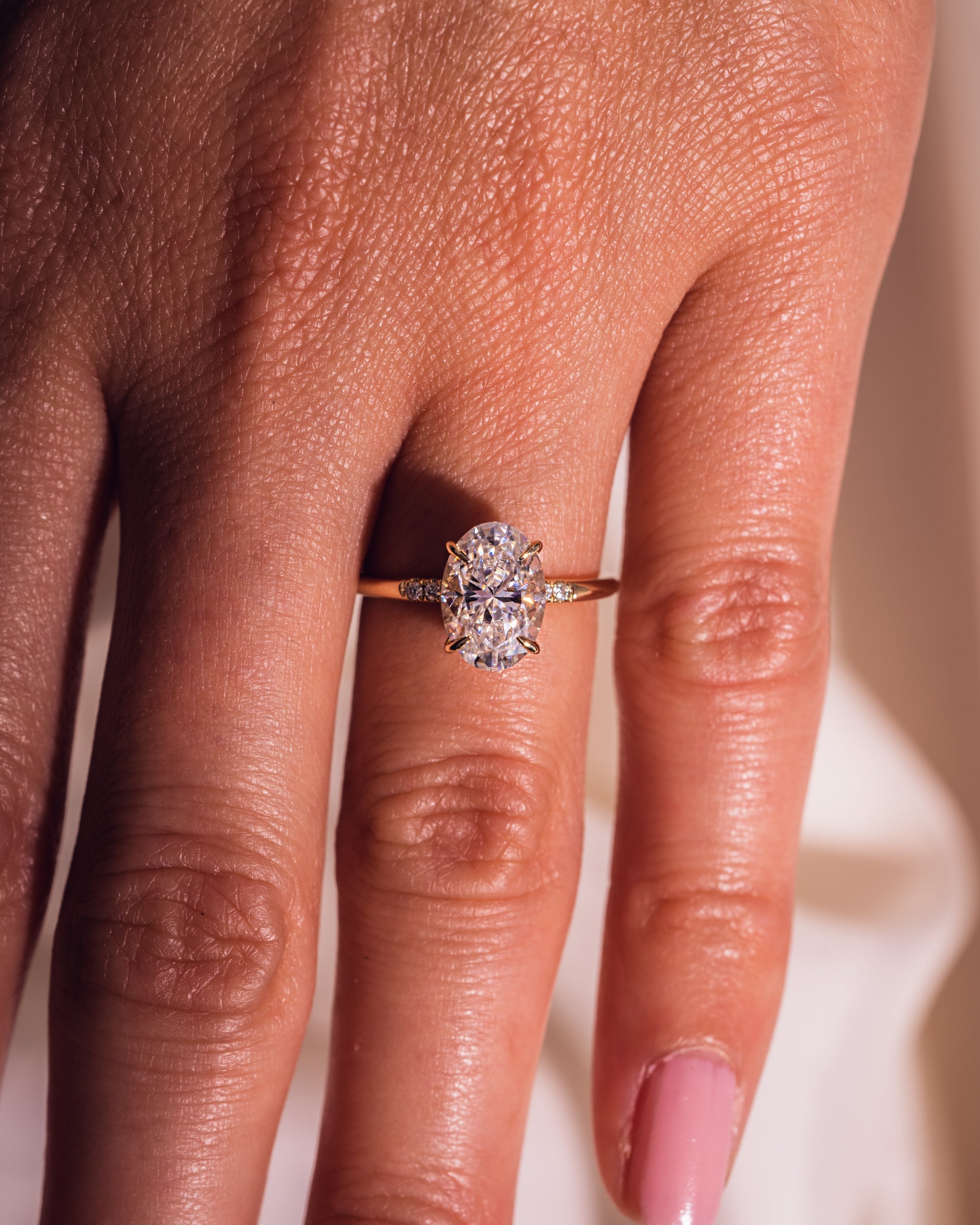 2.72 CT Oval Cut Solitaire Hidden Halo Setting Moissanite Engagement Ring - Barbara Maison 