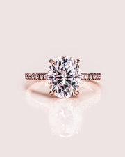 2.72 CT Oval Cut Solitaire Hidden Halo/Pave Setting Moissanite Engagement Ring - Barbara Maison 