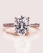 2.72 CT Oval Cut Solitaire Hidden Halo/Pave Setting Moissanite Engagement Ring - Barbara Maison 
