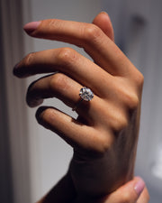 2.72 CT Oval Cut Solitaire Hidden Halo/Pave Setting Moissanite Engagement Ring - Barbara Maison 