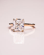 3.51 CT Radiant Cut Solitaire Hidden Halo Setting Moissanite Engagement Ring - Barbara Maison 