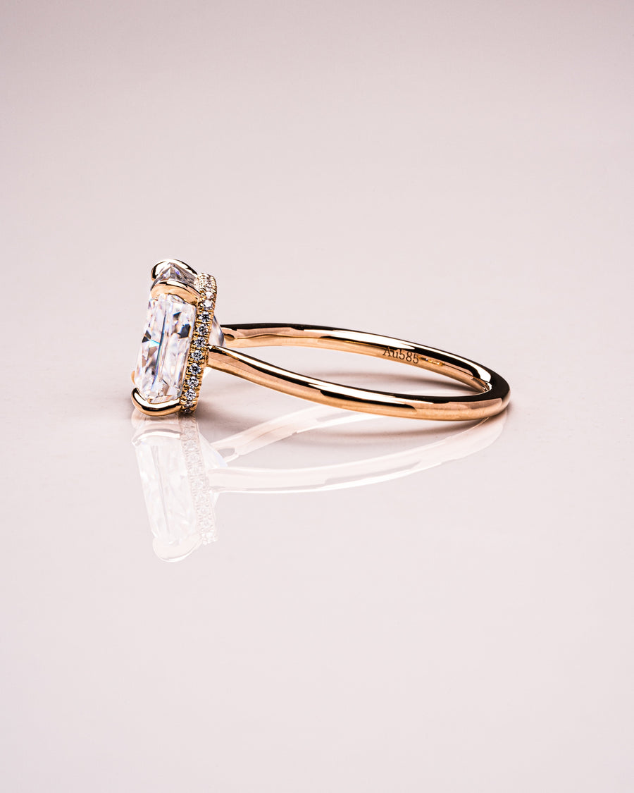 3.51 CT Radiant Cut Solitaire Hidden Halo Setting Moissanite Engagement Ring - Barbara Maison 