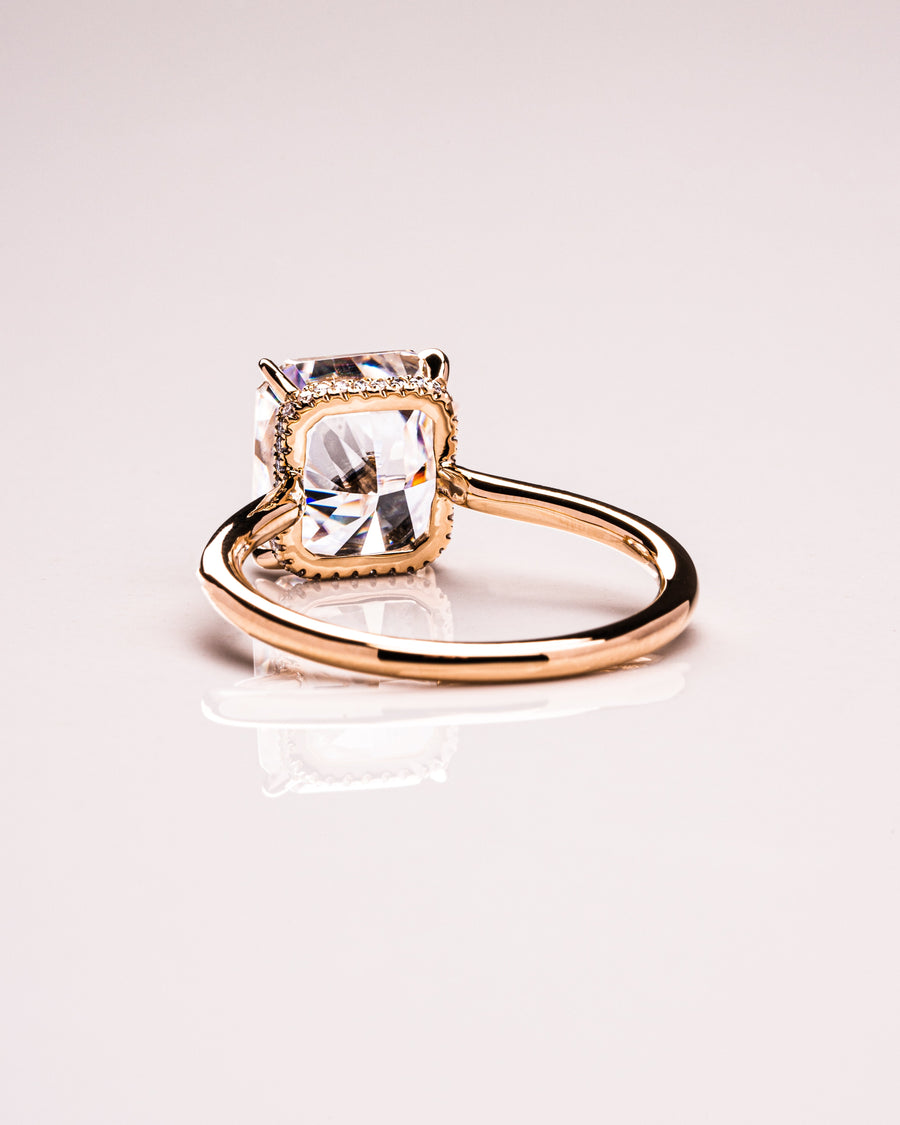 3.51 CT Radiant Cut Solitaire Hidden Halo Setting Moissanite Engagement Ring - Barbara Maison 