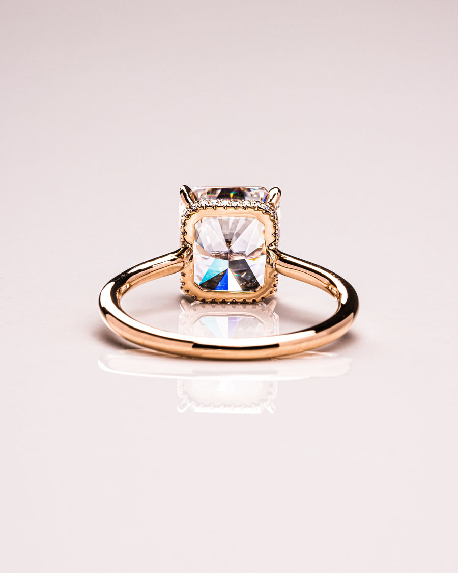 3.51 CT Radiant Cut Solitaire Hidden Halo Setting Moissanite Engagement Ring - Barbara Maison 