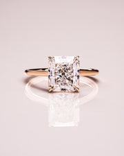 3.51 CT Radiant Cut Solitaire Hidden Halo Setting Moissanite Engagement Ring - Barbara Maison 