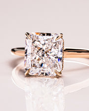3.51 CT Radiant Cut Solitaire Hidden Halo Setting Moissanite Engagement Ring - Barbara Maison 