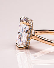 3.51 CT Radiant Cut Solitaire Hidden Halo Setting Moissanite Engagement Ring - Barbara Maison 