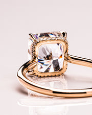 3.51 CT Radiant Cut Solitaire Hidden Halo Setting Moissanite Engagement Ring - Barbara Maison 