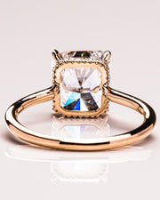 3.51 CT Radiant Cut Solitaire Hidden Halo Setting Moissanite Engagement Ring - Barbara Maison 