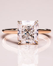 3.51 CT Radiant Cut Solitaire Hidden Halo Setting Moissanite Engagement Ring - Barbara Maison 