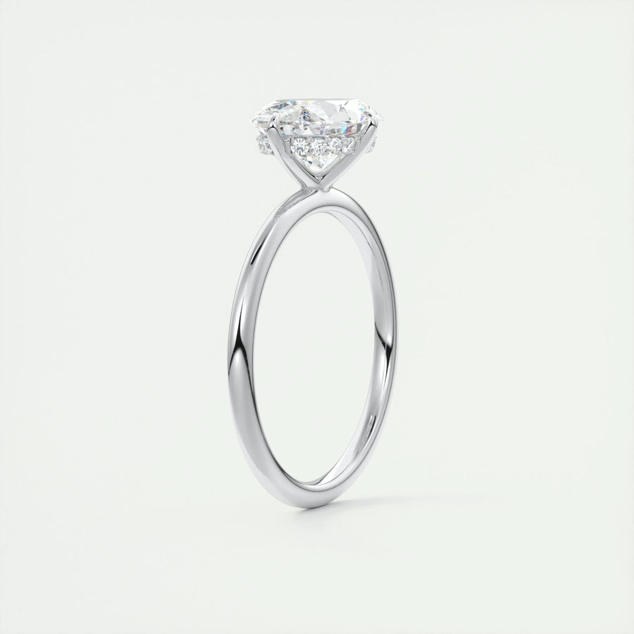 2 CT Oval Hidden Halo CVD F/VS1 Diamond Engagement Ring - Barbara Maison 