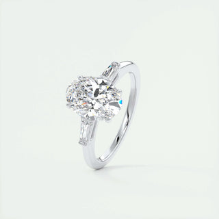 2 CT Oval Three Stone CVD F/VS1 Diamond Engagement Ring - Barbara Maison 