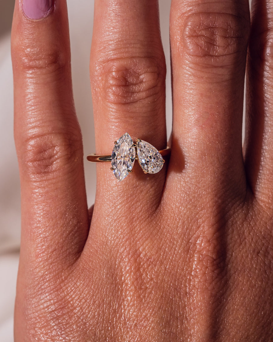 Two Stone Marquise And Pear Diamond Ring CT Marquise Pear Cut Two