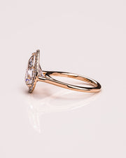 3.09 CT Pear Cut Halo Moissanite Engagement Ring - Barbara Maison 